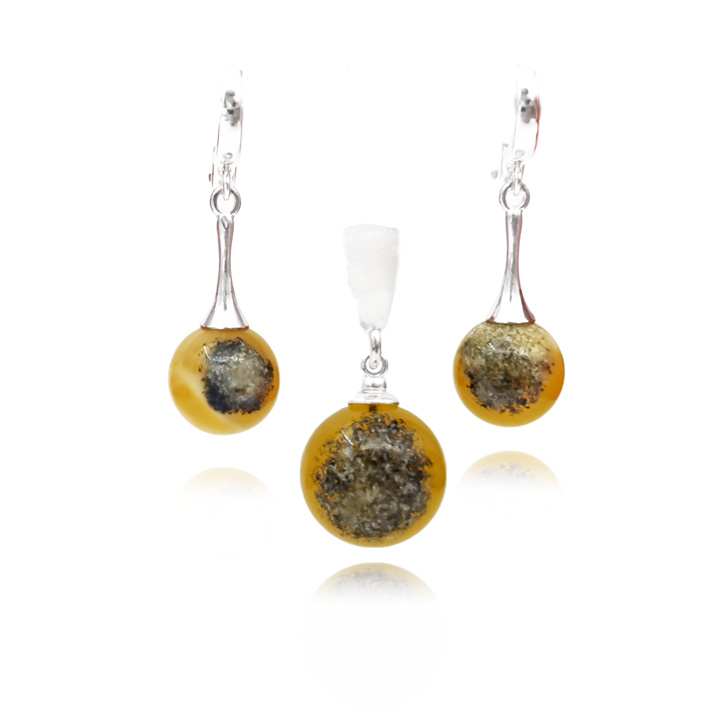 Amber set with silver 925 "Mirgu variegated"