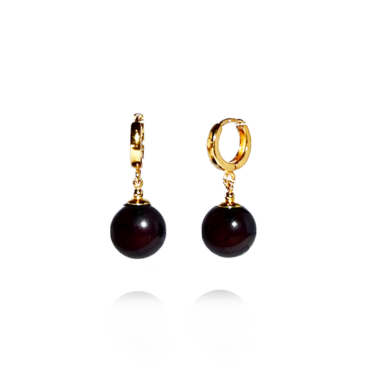 Amber earrings, gilded silver 925 "Cherry"