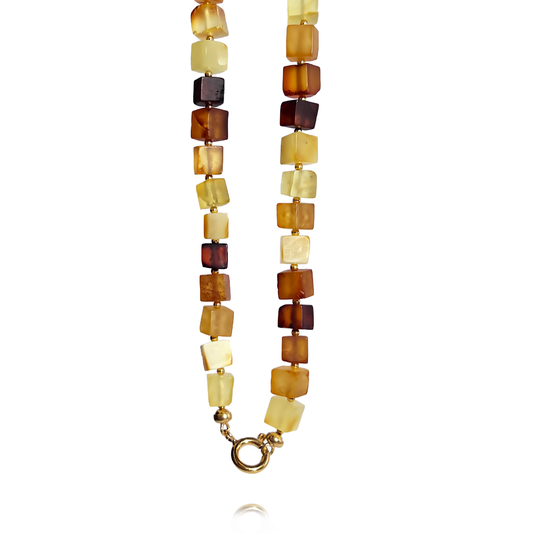 Colored, matte amber necklace "Cuba"