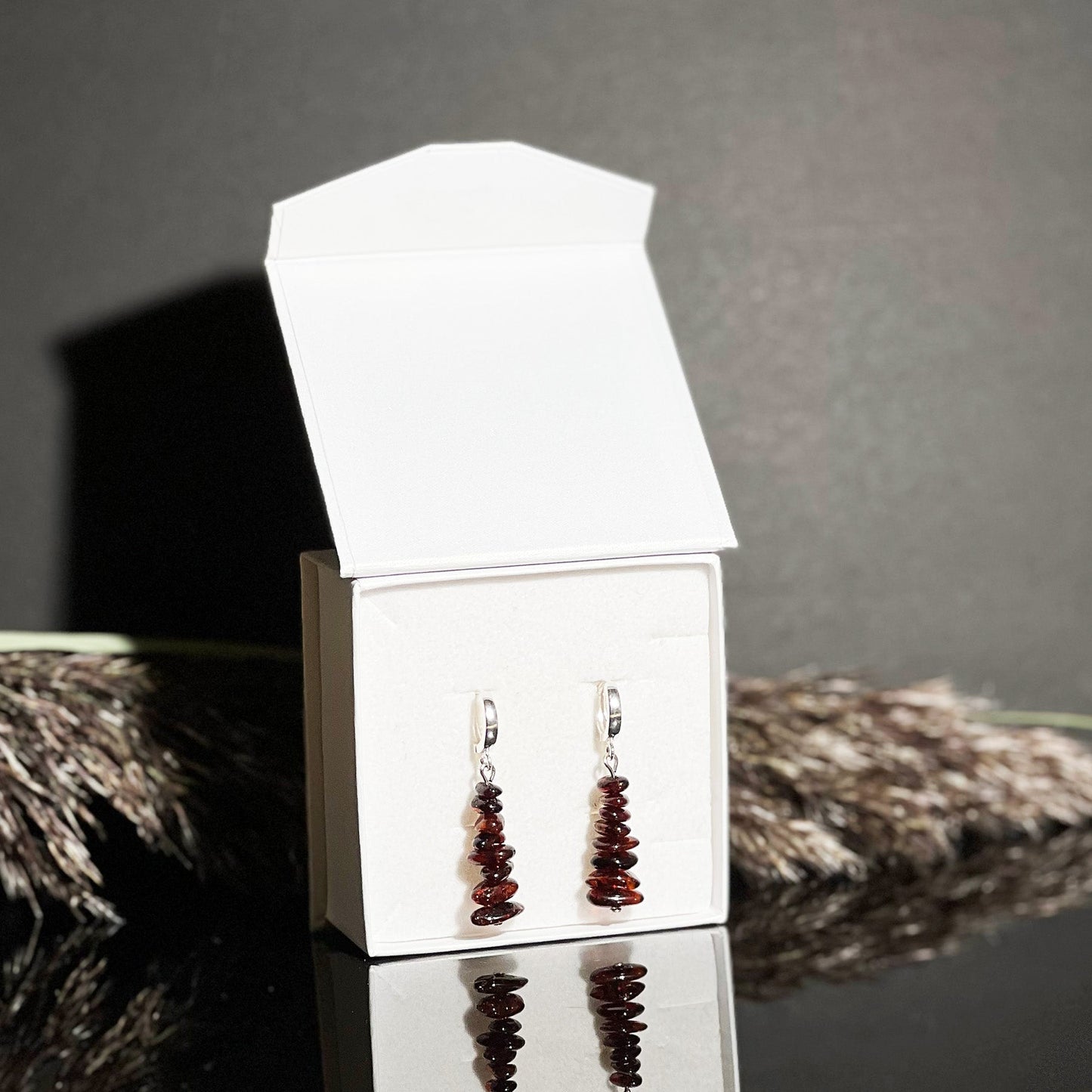 Amber earrings with silver 925 "Cherry stones"