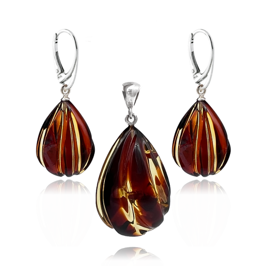 Amber set, silver 925 "Spinner"